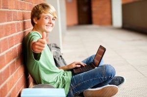 teenage student thumb up